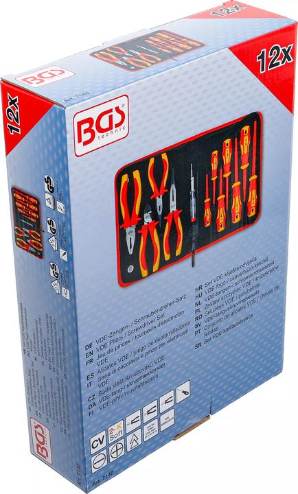Image du produit BGS Jeu de pinces / tournevis d’électricien VDE 12 pièces