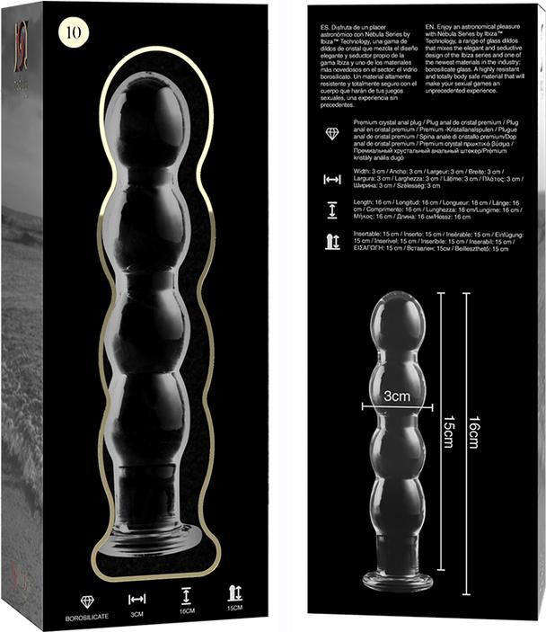 Actual product image Ibiza NEBULA SERIES BY ™ - MODEL 10 DILDO BOROSILICATE GLASS 16.5 X 3.5 CM CLEAR