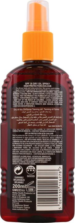 Image du produit Malibu Huile sèche en spray avec SPF30 200ml (Spray solaire, SPF 30, 200 ml)