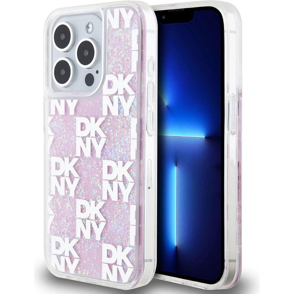 DKNY DKHCP15LLCPEPP iPhone 15 Pro 6.1" różowy/pink hardcase Liquid Glitter Multilogo (Apple iPhone 15 Pro), Smartphone H...