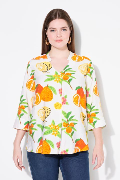 Immagine prodotto Ulla Popken Tunica con frutta, collo alto, scollo a V e maniche a 3/4 (50, 52)