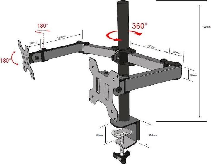 Actual product image Lenovo Dual TB-MO2 monitor mount 10 -27 10 kg VESA 100 (27", 10 kg)