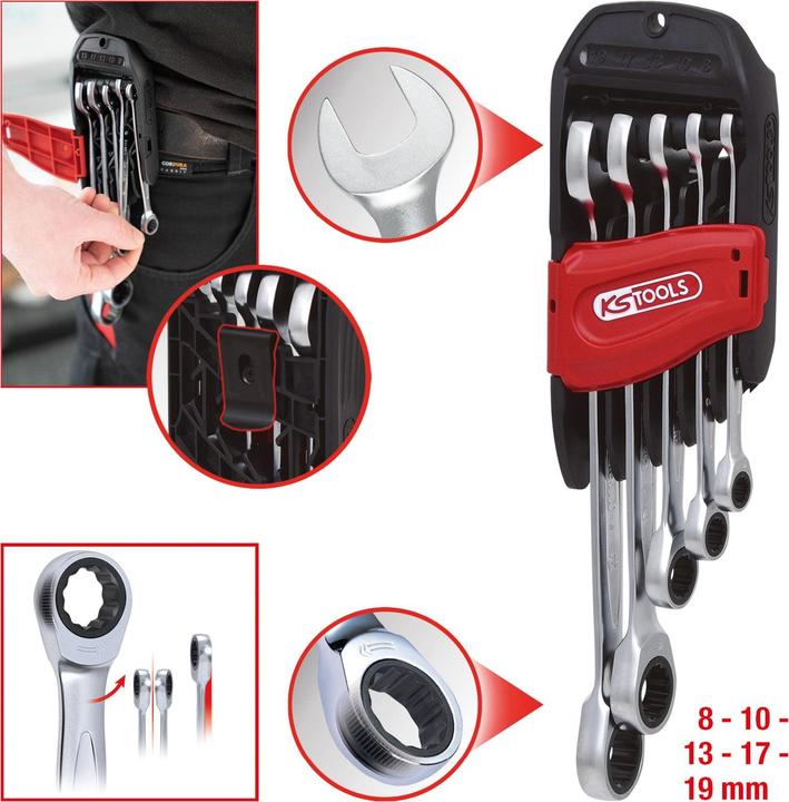 Actual product image KS Tools Ratchet combination spanner set (19 mm)