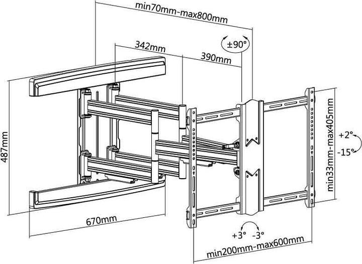 Image du produit Xantron Support TV mural blanc 80cm coulisse (Mur, 80", 70 kg)