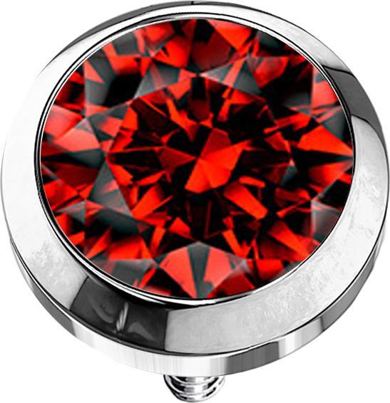 Produktbild Star Piercing Dermal Anchor silber mit Kristall rot (ohne Messing, Chirurgenstahl 316L)