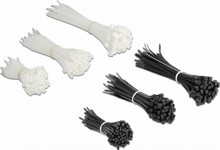 Actual product image Delock Cable tie box 500 pieces, black/white, assorted (Plastic cable ties, 200 mm, 500 pcs.)
