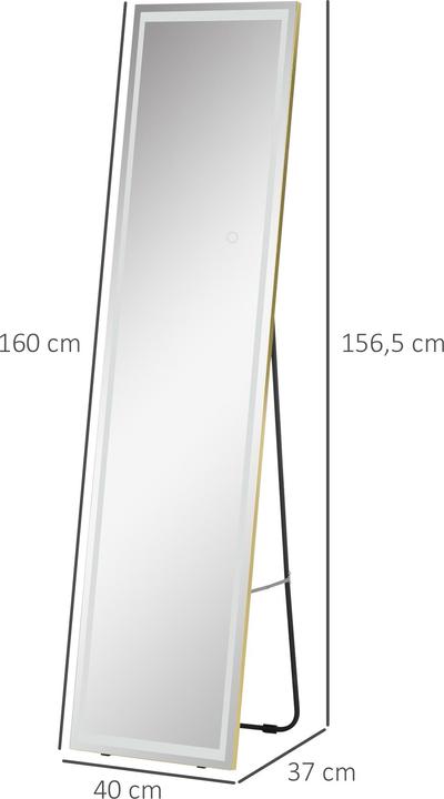Image du produit Homcom Miroir de dressing avec éclairage LED (40 x 37 x 156,5 cm)