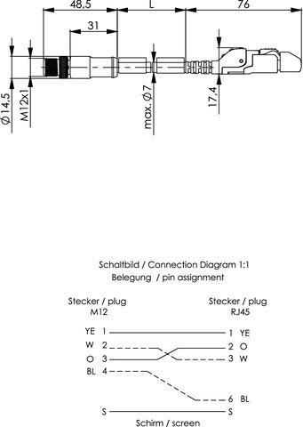 Produktbild Telegärtner STX M12x1-RJ45 VL D-kod. Cat.5