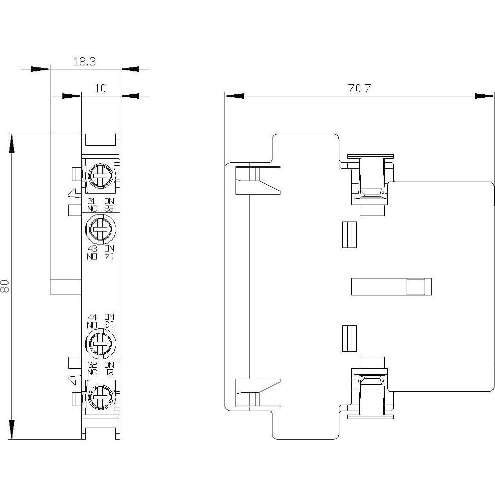 Thumbnail - Siemens Aux switch block,1NO+1NC,S0-S12, Relais