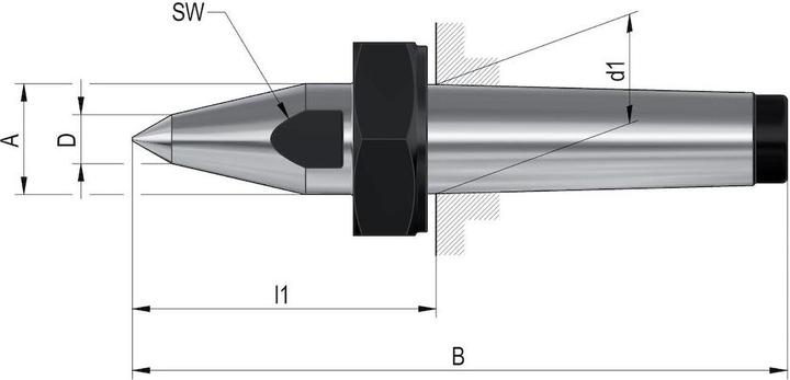 Actual product image Röhm Feste Zentrierspitzen, MK 6, ähnlich DIN 807, volle Spitze mit Abdrückmutter