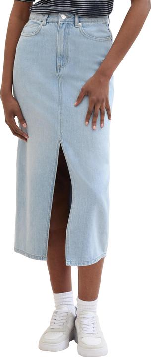 Actual product image Tom Tailor Used Light Stone Blue Denim Midi Skirt for Women (XS)