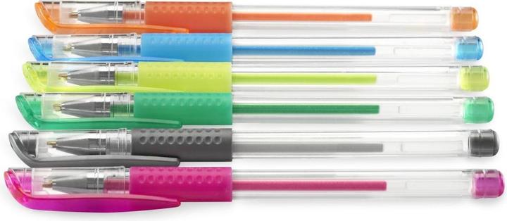 Hama Trendy" gelpen set van 6 (Blauw, Geel, Groen, Neon glitter blauw, Neon glitter geel, Neon glitter groen, Neon glitter oranje, Neon glitter roze, Oranje, Roze, Zilver, 6x)