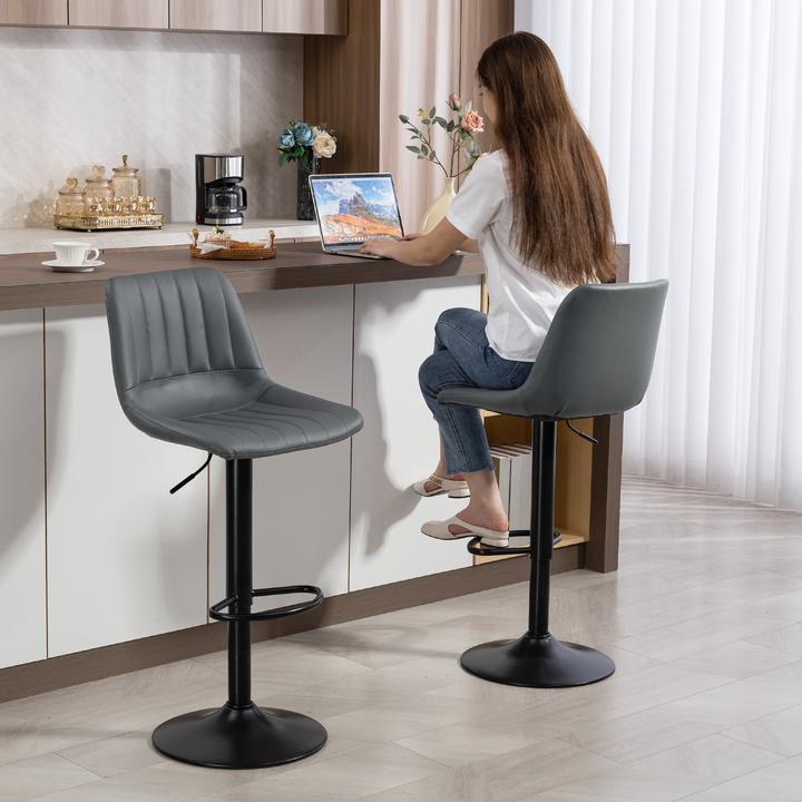 Actual product image Homcom Barhocker Kunstleder, Stahl Dunkelgrau