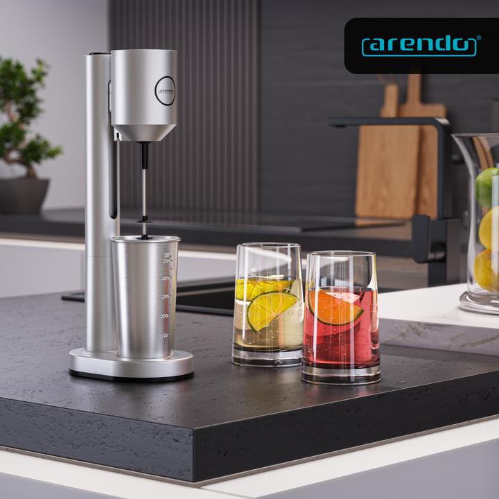 Produktbild Arendo Getränkemixer mit Mixbecher für Protein Shakes oder Cocktails, 22.000 U/min, 500 ml Volumen, chrom (100 W)