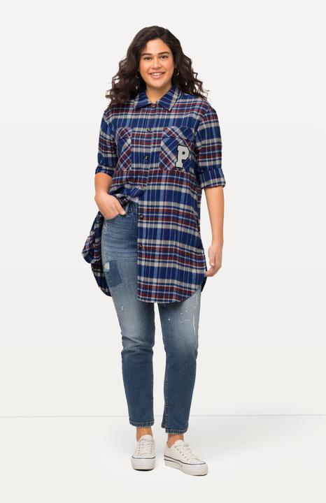 Image du produit Ulla Popken Veste à carreaux, col chemise, patte de boutonnage, base arrondie (46, 48)