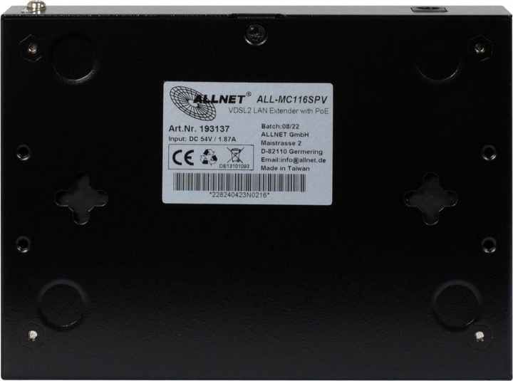 Actual product image Allnet Point-to-point modem VDSL2 vectoring via 2-wire with PoE unmanaged ALL-MC116SPV-VDSL2
