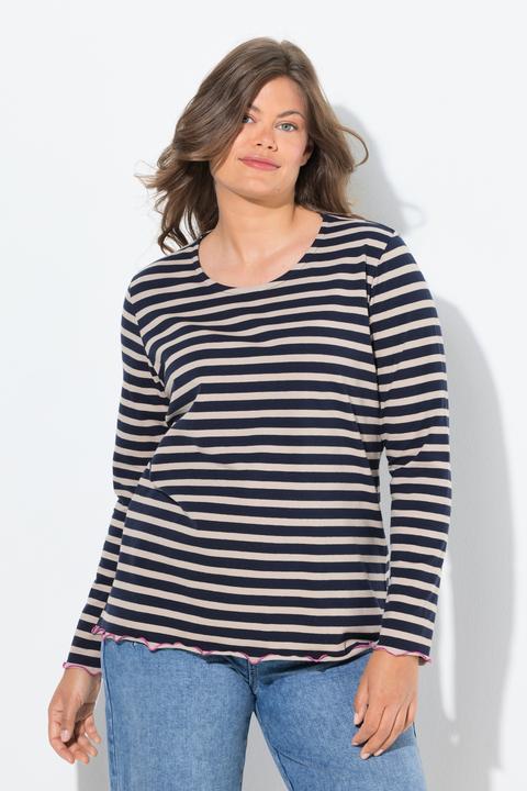 Actual product image Laurasøn Striped Lettuce Hem Long Sleeve Tee (44, 46)