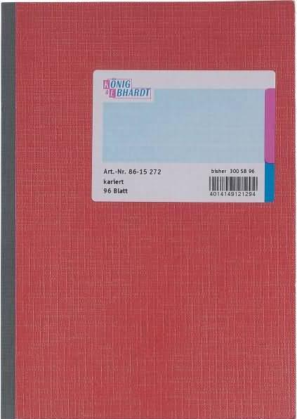 Actual product image König & Ebhardt K + E notebooks/ DIN A5 squared 70 g/sqm p.h.96 sheets (A5, Checked, Hardcover)