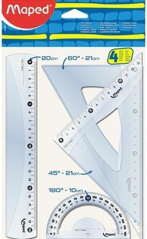 Immagine prodotto Maped Set geometrico Medium Start 242, 4 pezzi, trasparente (20 cm, Materiale sintetico)