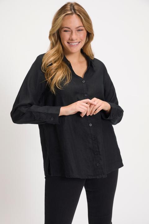 Immagine prodotto Ulla Popken Blusa in lino con colletto aperto e maniche lunghe (42, 44)