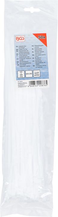Actual product image BGS Cable Tie Set white 4.8 x 300 mm 50 pcs. (300 mm, 50 pcs.)
