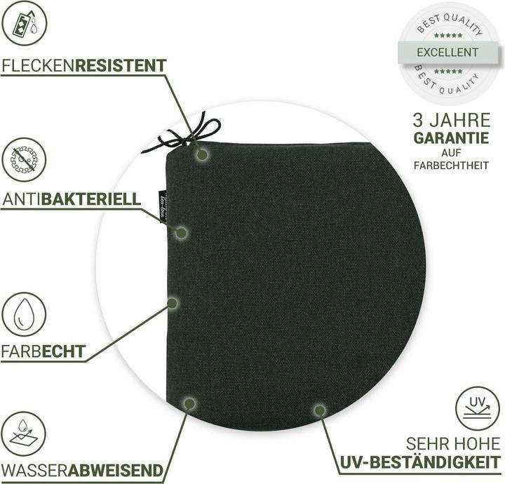 Produktbild Natura Punto Stuhlkissen Outdoor mit Bändchen, 2er Set (40 x 40 cm)