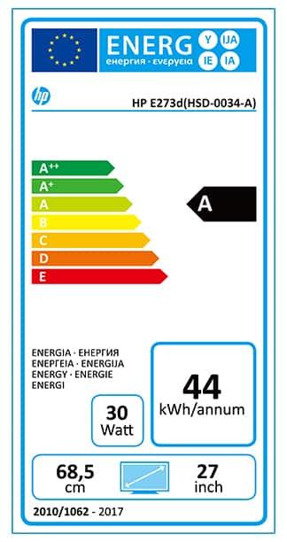 Energie-Label HP EliteDisplay E273d (1920 x 1080 Pixel, 27")