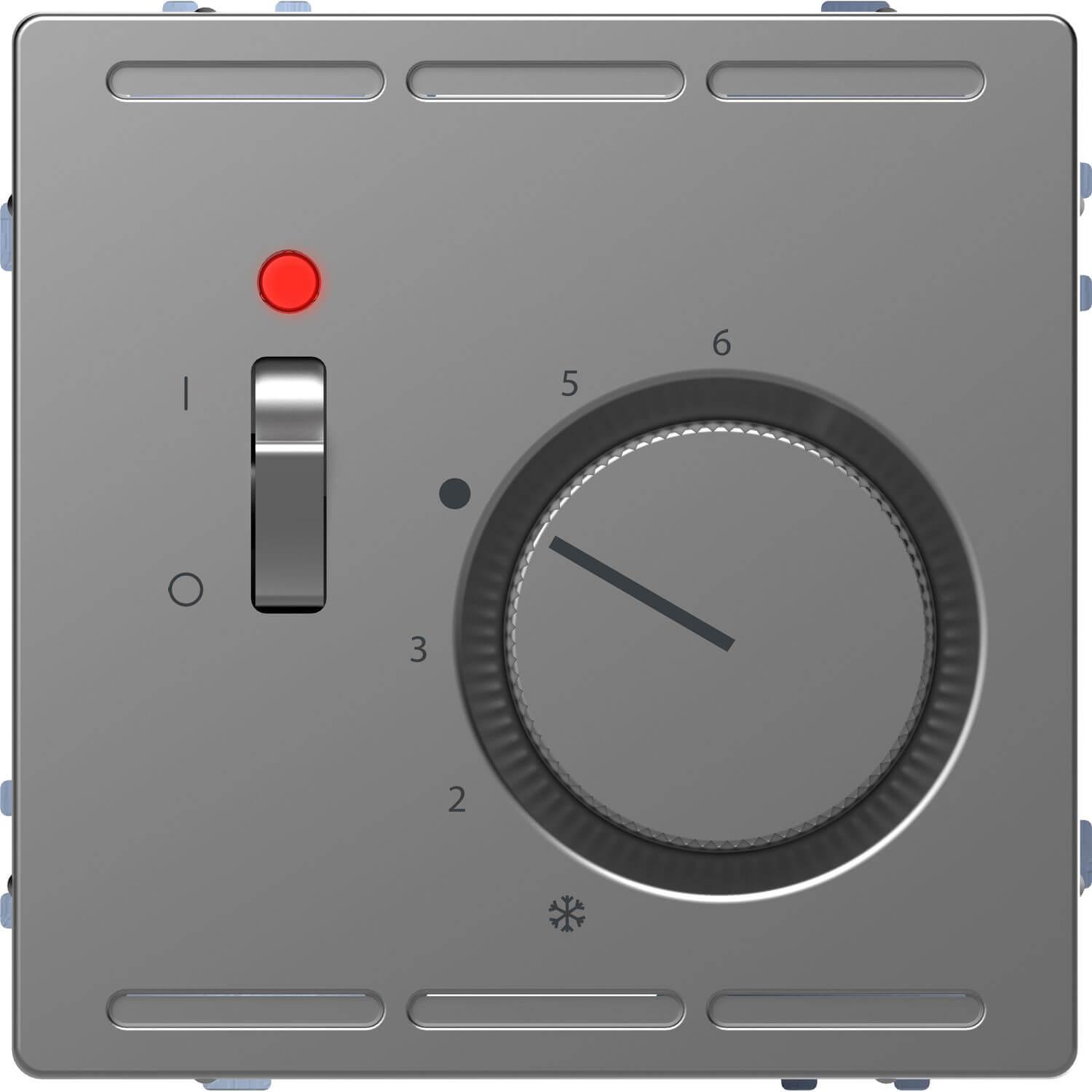 Merten Raumtemperaturregler 24 V m. Schalter u. MEG5761-6036, Thermostat, Silber