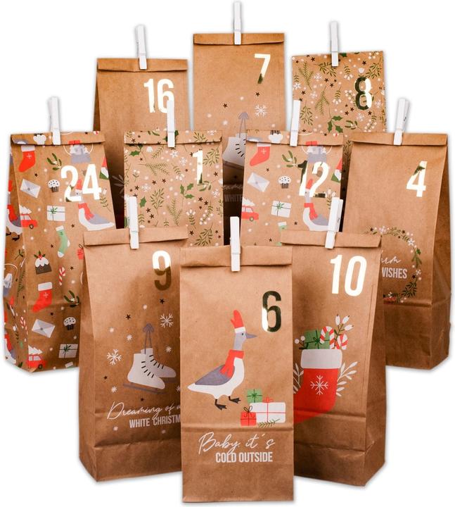 Papierdrachen Advent calendar with printed bags - Christmas