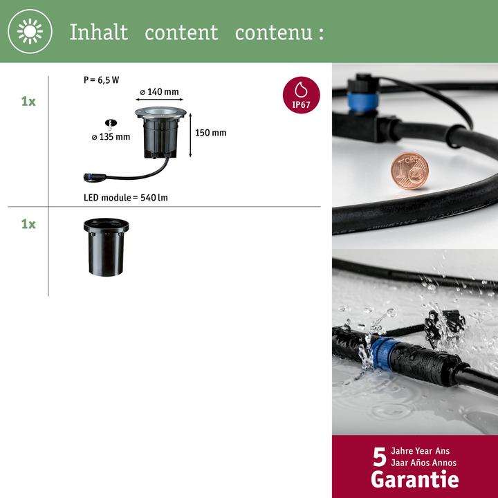 Immagine prodotto Paulmann Lampada da incasso a pavimento per esterni Plug & Shine (609 lm, IP67)