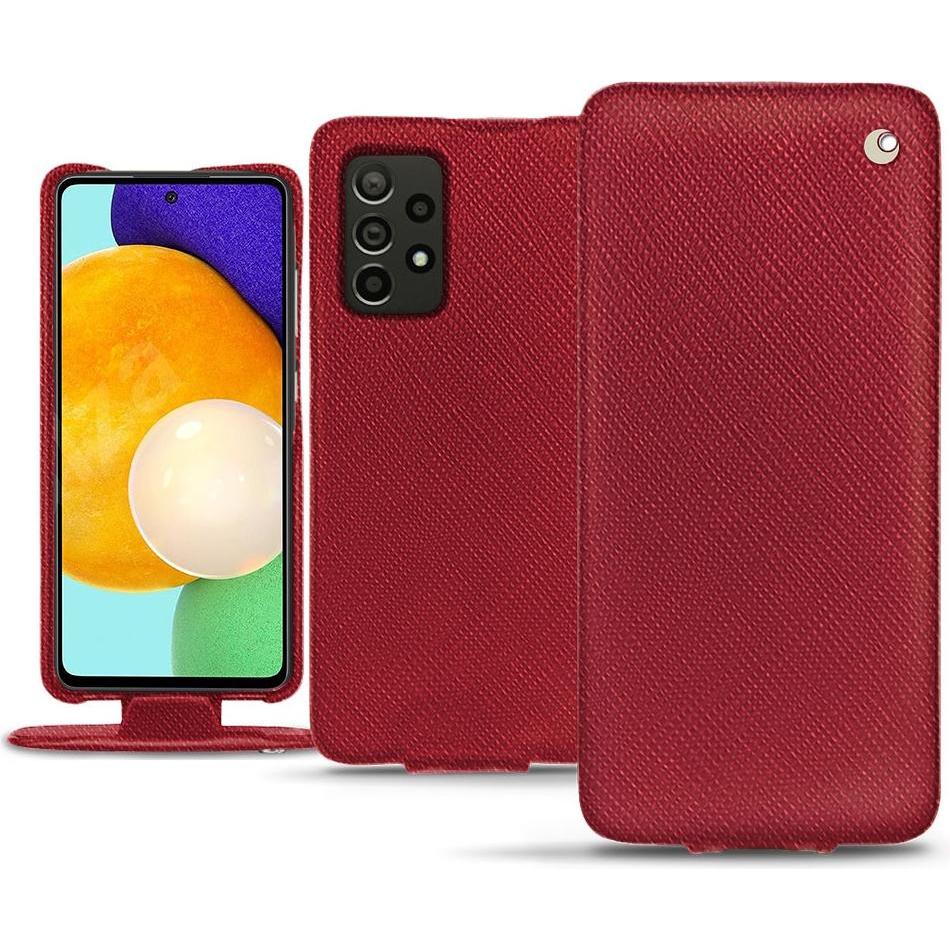 Noreve Lederschutzhülle vertikal (Samsung Galaxy A52), Smartphone Hülle, Rot