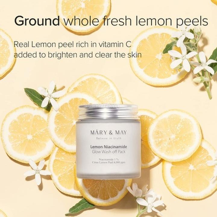 Actual product image Mary&May MARY & MAY - Brightening Face Mask Lemon Niacinamide Glow Wash off Pack 125 g