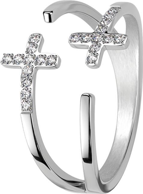Immagine prodotto Star Piercing Anello argento doppia croce cristalli argento (55, Acciaio)