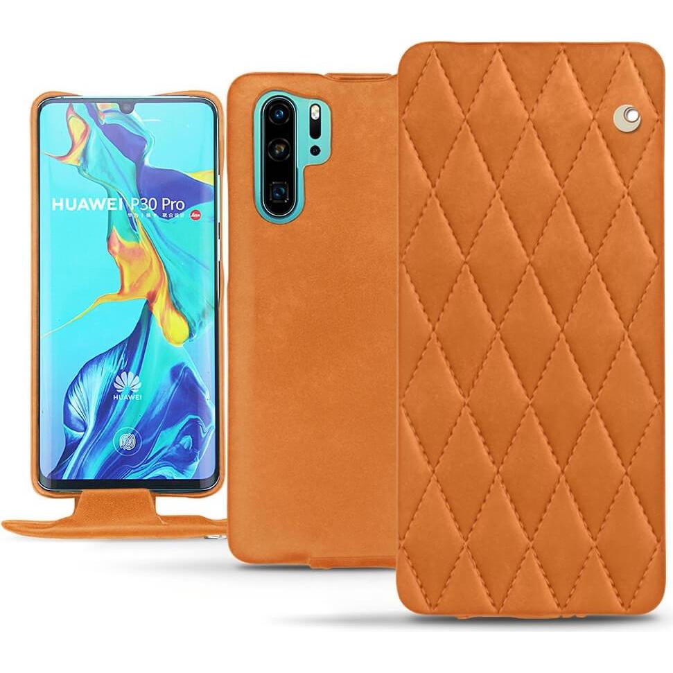 Noreve Lederschutzhülle vertikal (Huawei P30 Pro), Smartphone Hülle, Orange