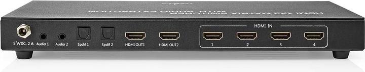 Actual product image Nedis HDMI ™ Matrix Switch | 4x 2-Port port(s) | 4x HDMI™ Input | 2x 3.5 mm / 2x HDMI™ Output /