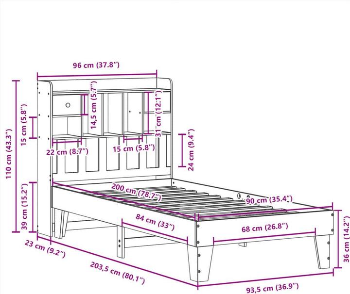 Image du produit vidaXL Bettgestell (90 x 200 cm)