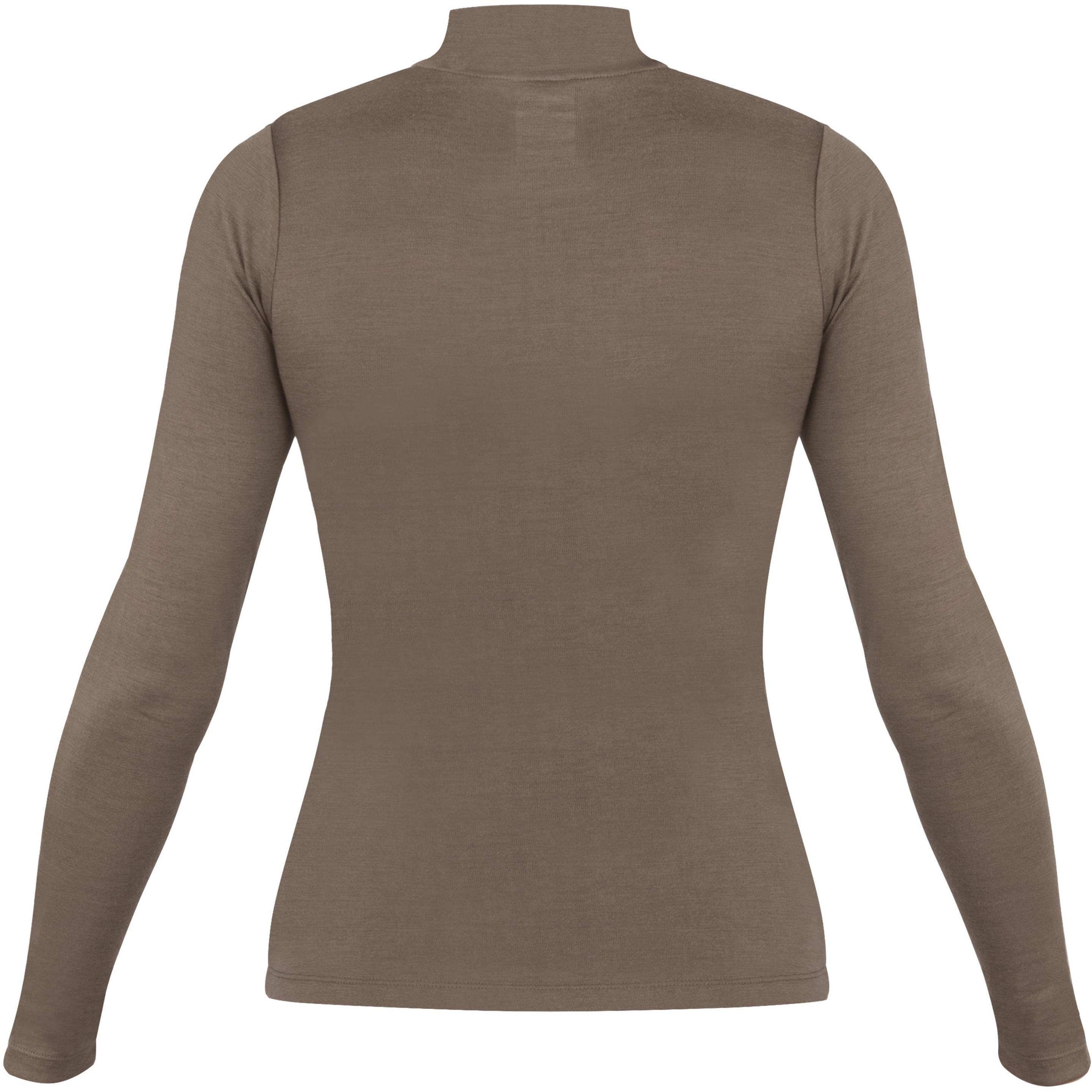 Thumbnail - Normani, Damen, Funktionsshirt, Damen Merino Longsleeve mit Stehkragen „Romsey" - 9561 (XXL), Braun, XXL