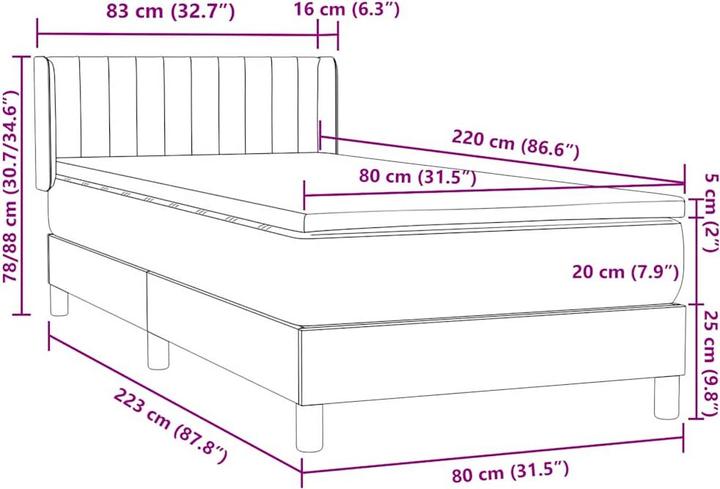 Immagine prodotto vidaXL Boxspringbett (80 x 220 cm)