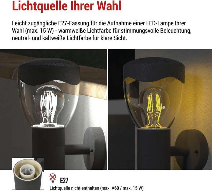 Image du produit Emos LED GARDEN LIGHT,E27,IP44,MAX 15W,¨WALL MOUNTED (E27, IP44)