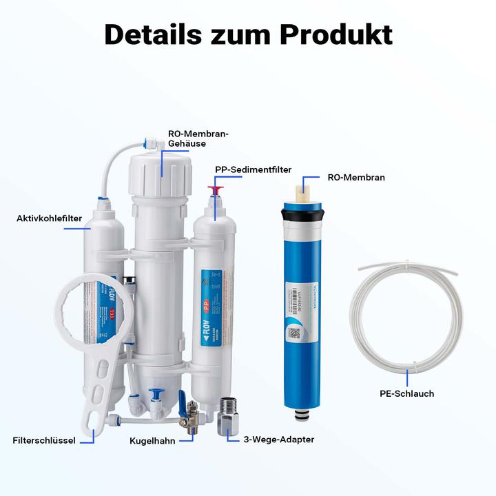 Produktbild Naturewater 3 stufige Umkehrosmose RO 190 L/Tag 50GPD Osmose Entmineralisierung