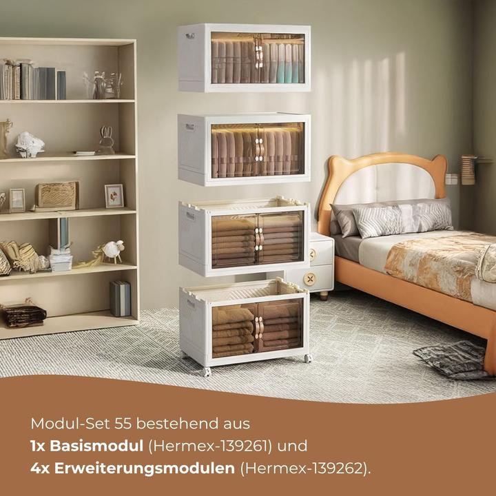 Produktbild Hermex Regalsystem 55 Vorratsschrank Faltbox Haushaltsschrank Rollkommode (55 x 35 x 154.50 cm)
