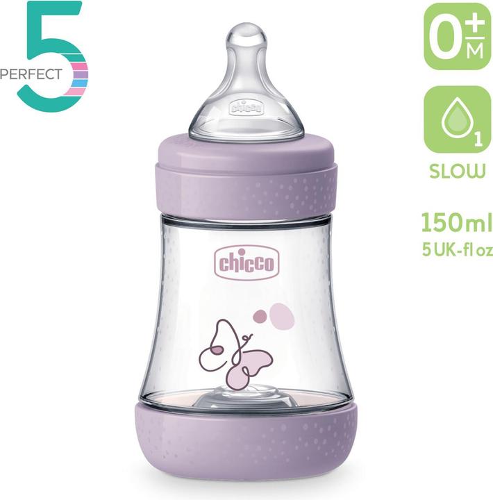 Productafbeelding Chicco Babyfläschchen PERFECT5 PP 150ml Sauger Silikon langsamer Fluss DRAFT PINK 0m+ (150 ml)