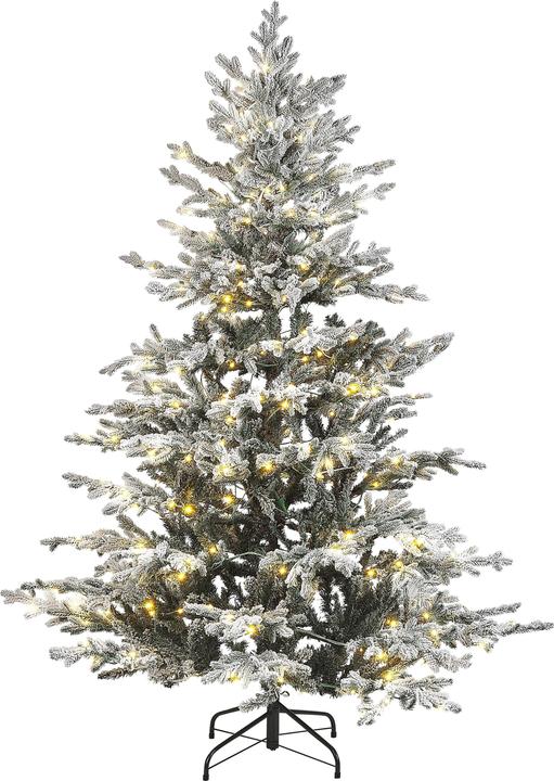 Produktbild Beliani Künstlicher Weihnachtsbaum mit LED Beleuchtung schneebedeckt 180 cm weiss BRISCO (180 cm)