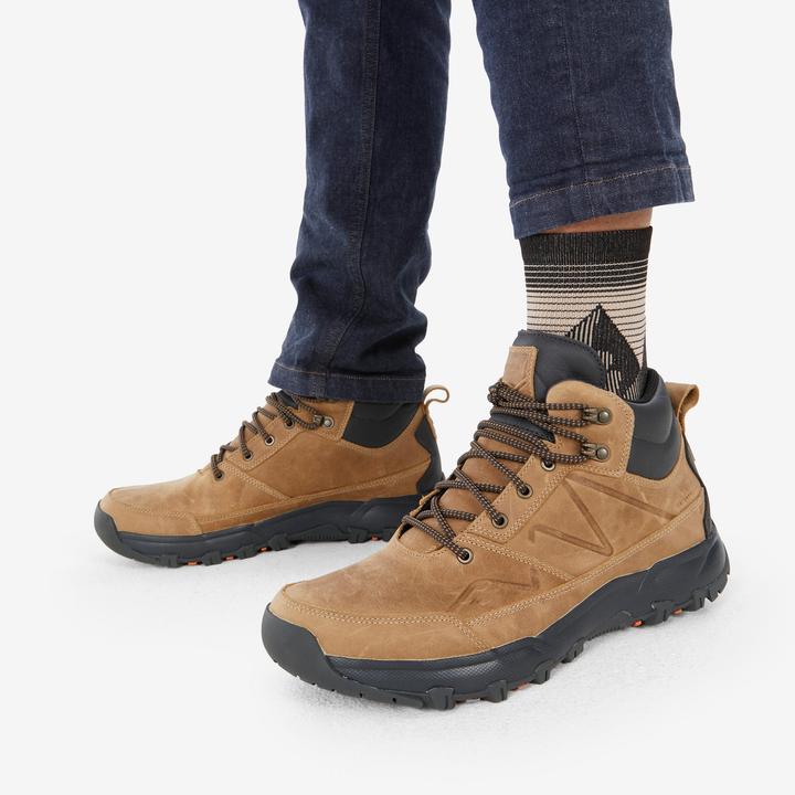 Actual product image Quechua Men's waterproof leather hiking boots - NH500 mid-high beige (43)