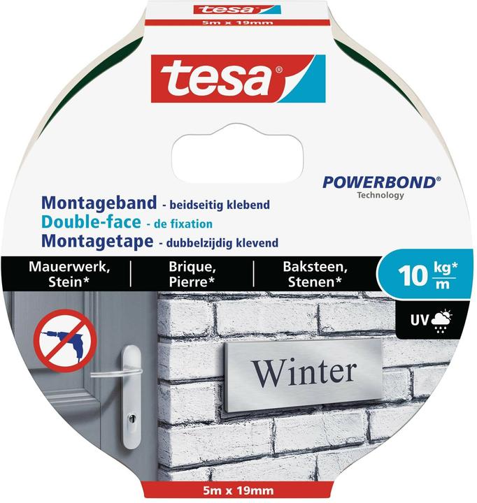 tesa Powerbond doppelseitiges Montageband für Ziegel & Stein (19 mm)