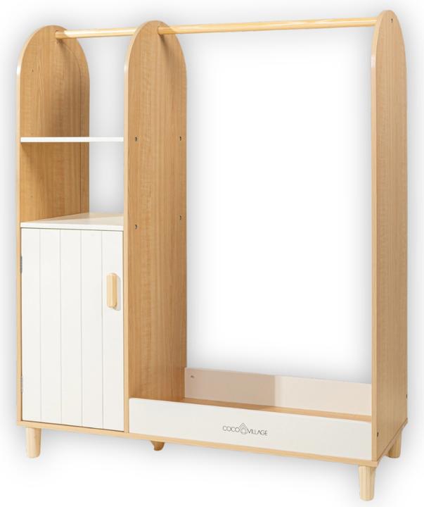 Coco Village Armoire déguisement en bois pour enfants avec miroir – Rangement costumes pour jeux de rôle (30 cm)