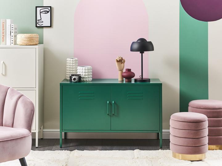 Image du produit Beliani Buffet vert 2 portes URIA (100 x 40 x 65 cm)