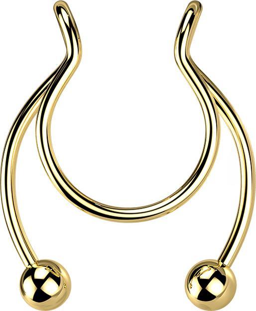 Immagine prodotto Star Piercing Fake Clip vergoldet Circular Barbell mit zwei Kugeln (senza ottone, Acciaio chirurgico 316L)