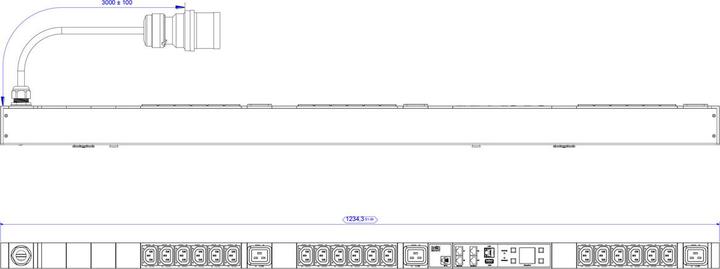 Produktbild Bachmann BN3500 18xC13 3xC19 3phasig Messung p.Sd. H05VV-F 3G2,5 CEE3x16A LAN