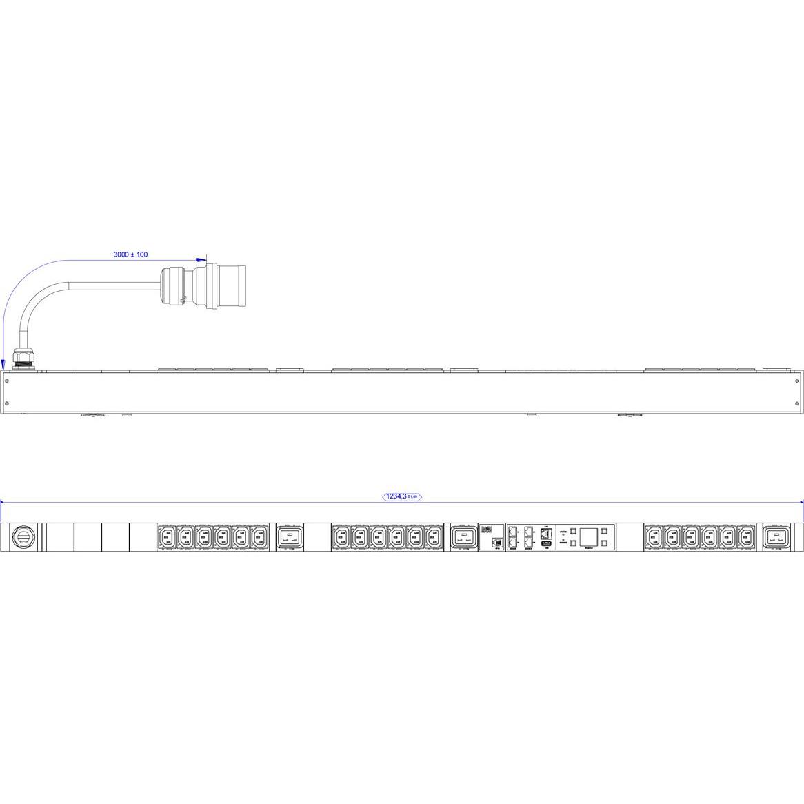 Thumbnail - Bachmann BN3500 18xC13 3xC19 3phasig Messung p.Sd. H05VV-F 3G2,5 CEE3x16A LAN, USV Zubehör